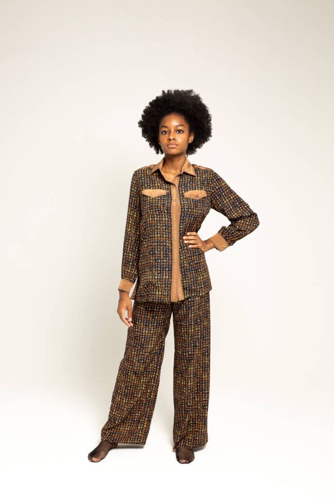 Headshot of a black woman in a unique fancy brown dress facing the camera - Tokyo Portrait Photographer, Headshot photos