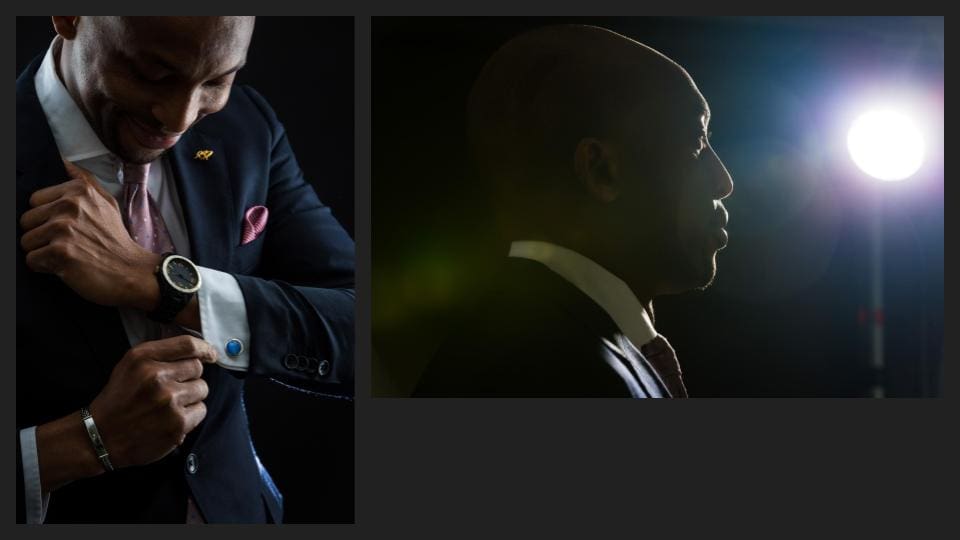 Two shots of a young man in a suit posing differently in low light - Tokyo Portrait Photographer, Photographer in Tokyo