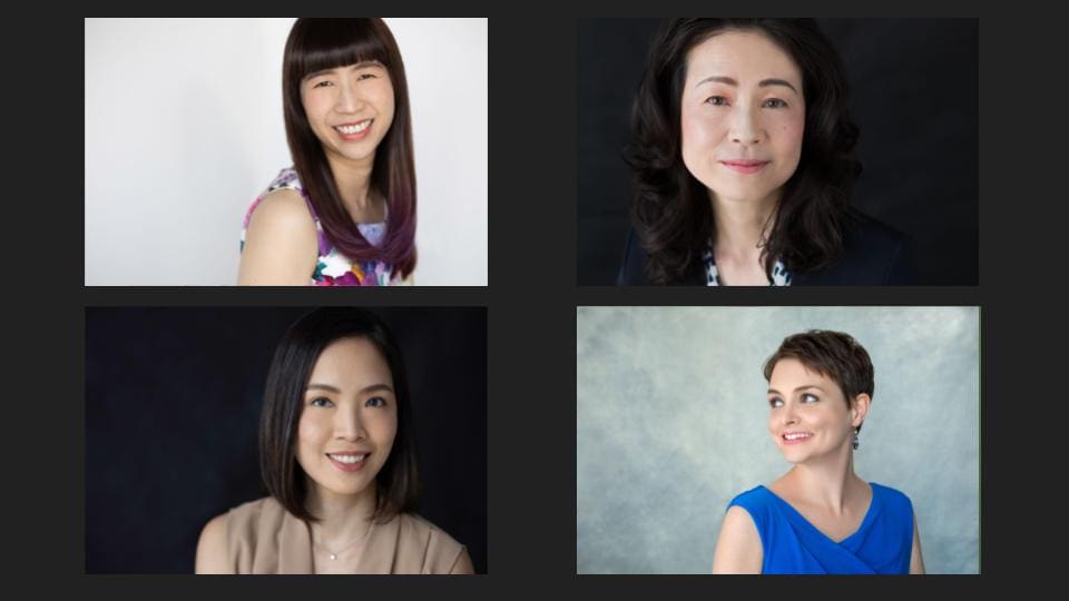 A collage of four young woman smiling at the camera in casual dresses - Tokyo Portrait Photographer, Headshot photos