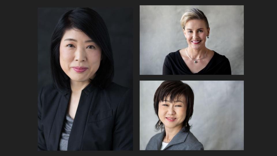 A collage of three young woman smiling at the camera in business formals - Tokyo Portrait Photographer, Headshot photos